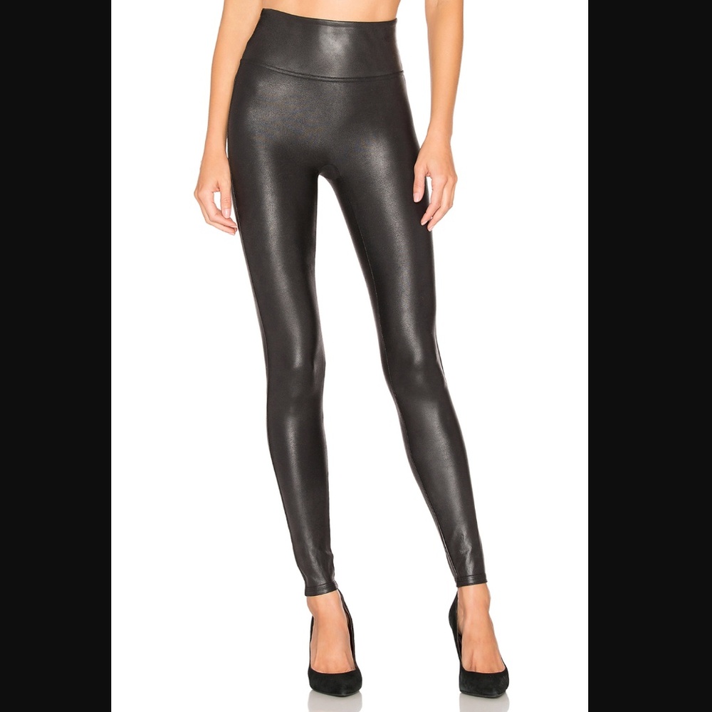 Lightly worn SPANX faux leather leggings